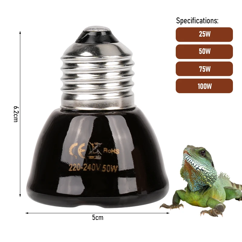 Lámpara calefactora de cerámica para reptiles, 75mm/45mm, sin luz, calentador de infrarrojos lejanos, tortuga, serpiente, lagarto, mascota, pollito, 220-240v, 1 Uds.