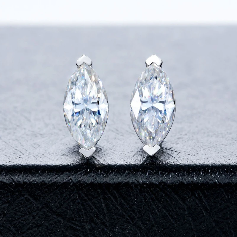 Pendientes de Moissanita Corte Marquise D VVS1, Chapados en Plata S925 con Certificado GRA, Pendientes para Mujer, Joyería Exquisita para Bodas