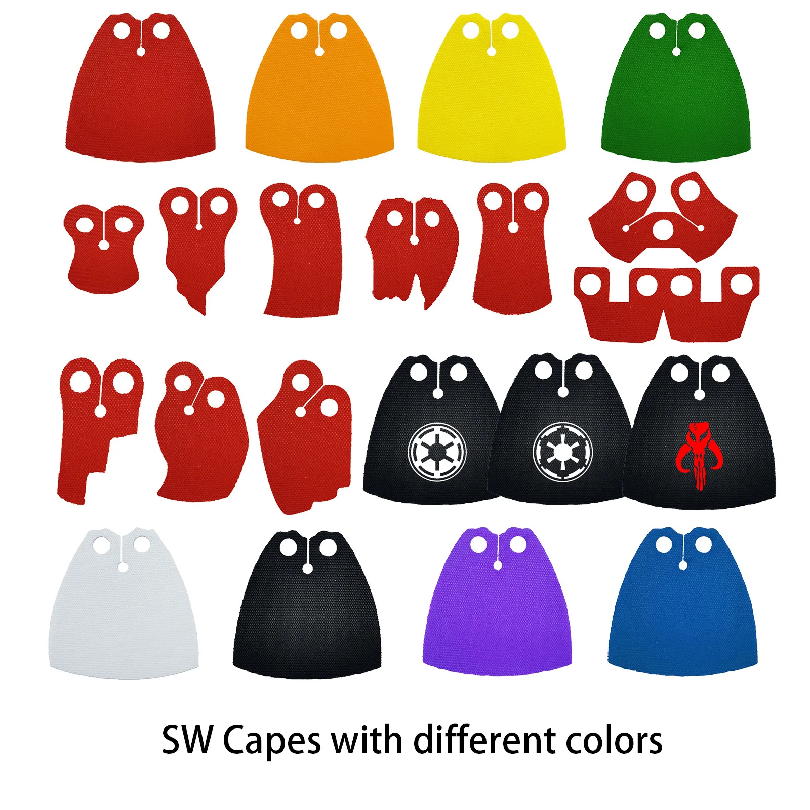 Capa para personaje de película SW, figura de acción mandaloriana, capa de ladrillo, minifigs, capas, imperio galáctico, clon, soldados, bloque de construcción