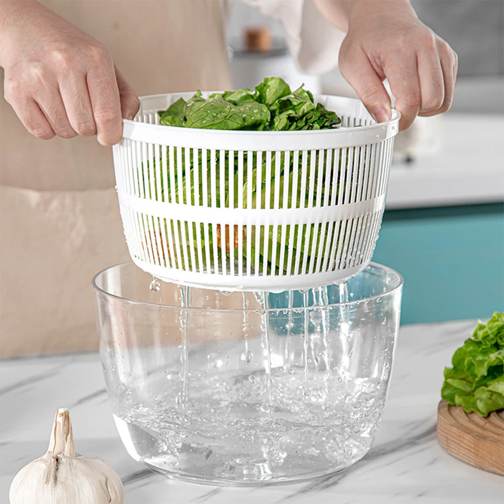 LMETJMA-girador de ensalada de 3L, tazón de ensalada grande con tapa, fácil de presionar con una sola mano, Spinner para ensalada, lavadora, secadora, mezclador escurridor JT249