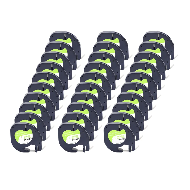 10/20/30/50 Uds 91331 91201 12mm cinta de etiquetas de plástico Multicolor Compatible con Dymo LetraTag etiquetadora cinta de papel para LT100H LT-100T