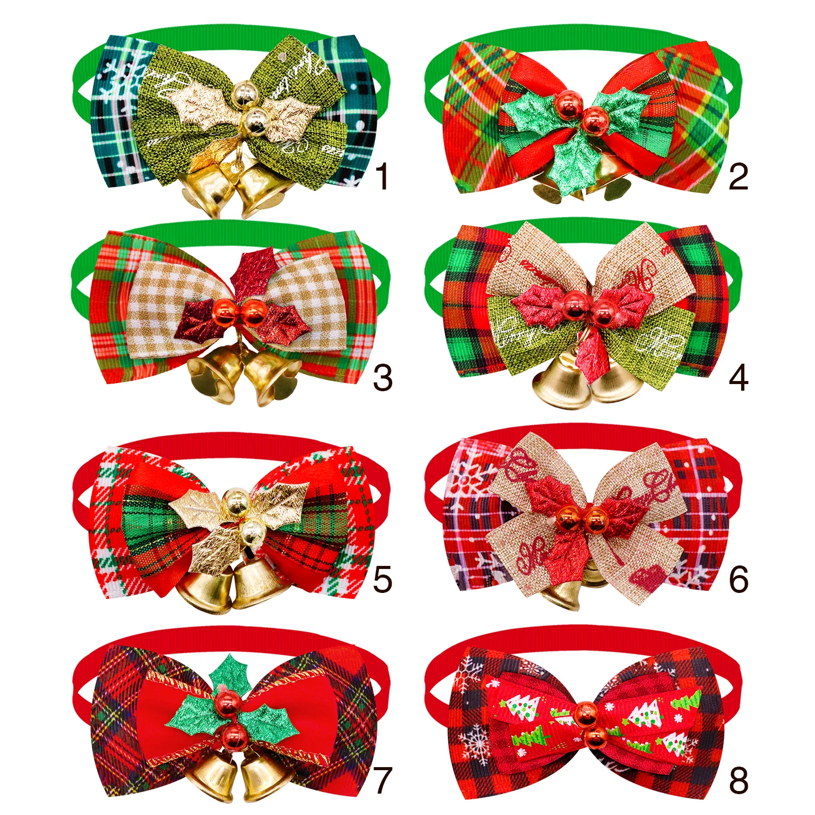 50/100 Uds. Pajarita para perro con campana, pajarita navideña para perro, Collar para lazos, accesorios navideños para el cuidado de perros, suministros para mascotas para perros