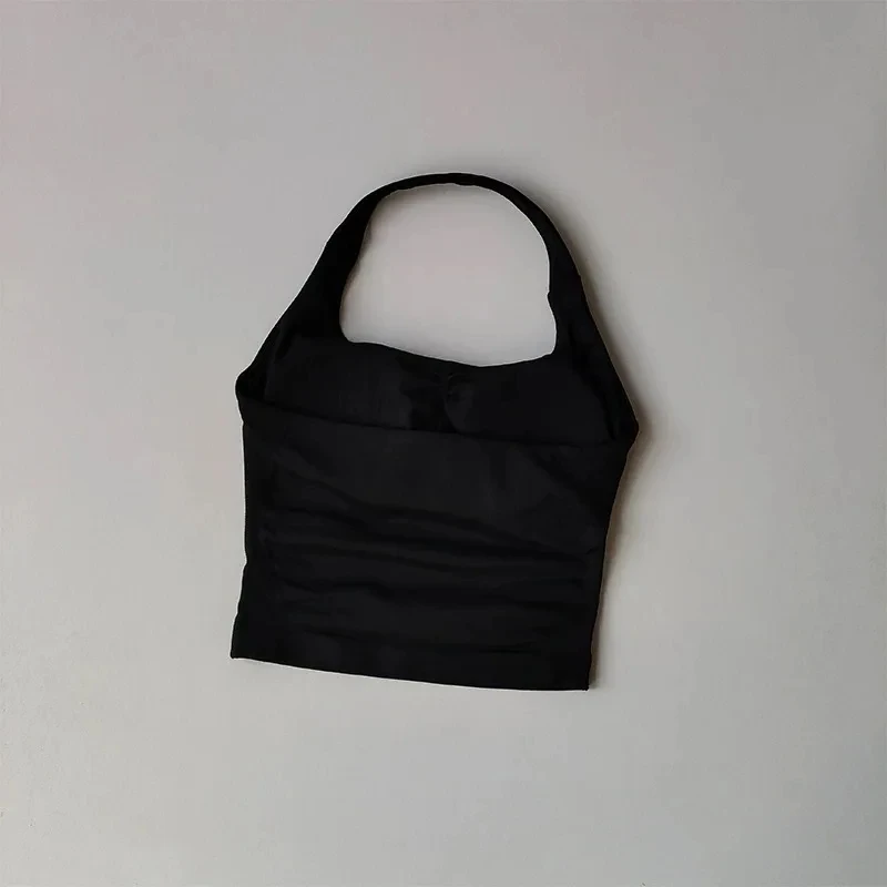 Camisetas sin mangas de Yoga con cuello Halter sin costuras para mujer, sujetador incorporado, Top acolchado para gimnasio, camisa sin mangas, ropa de entrenamiento ajustada con espalda descubierta