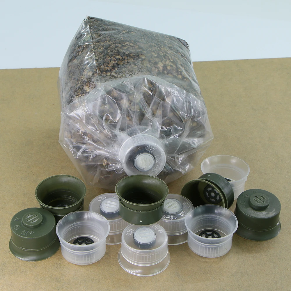 Bolsa de cultivo de setas, cubierta de filtro sellable, tapa de anillo de bloqueo de doble manga para herramienta de bolsa de plantación de cultura Agaric Spawn, 20/50 Uds.