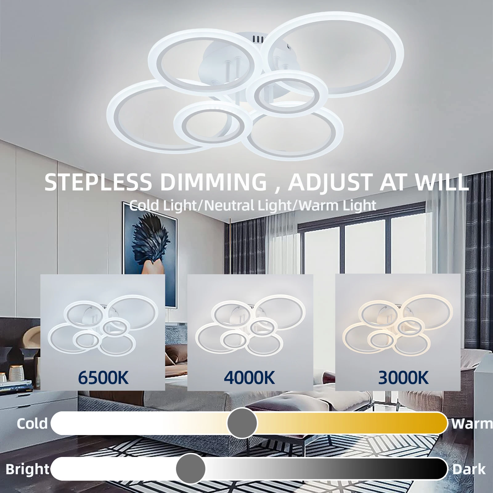 Lámpara de Techo LED Moderna, Iluminación para el Hogar, Lámpara de Techo de Anillo, Iluminación para Sala de Estar y Dormitorio, Lámpara Colgante de Techo