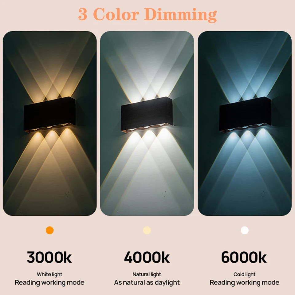 Lámpara de pared LED inalámbrica portátil, luces de pared con atenuación táctil, luz nocturna con carga tipo C, decoración para esquina de cabecera de cama, 3 colores