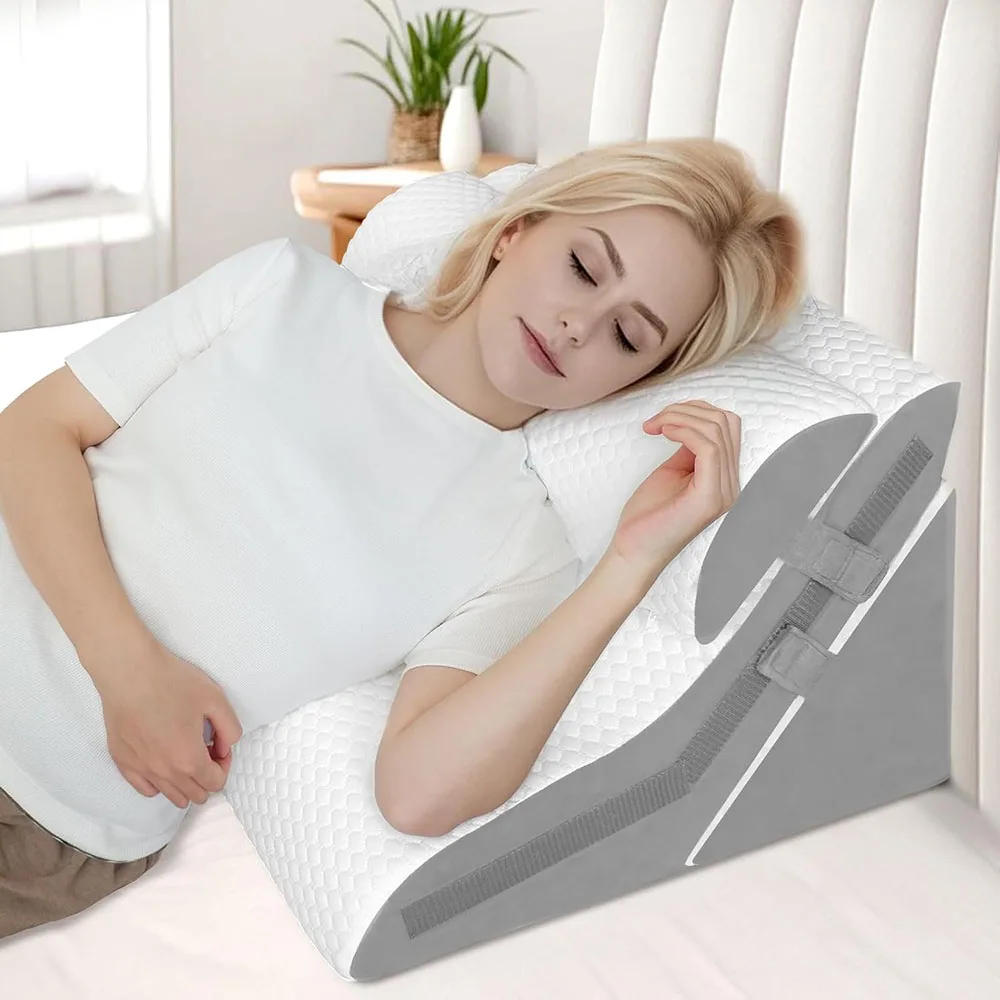 3 unids/set almohada de cuña para dormir almohada triangular plegable ajustable para roncar y después de la cirugía alivio del dolor de espalda reflujo ácido