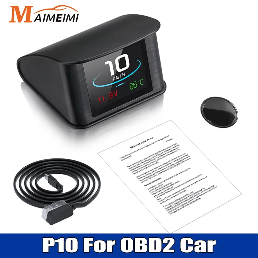 Pantalla frontal de coche P10 OBD2 HUD, velocímetro Digital TFT LCD, ordenador de bordo automático con consumo de combustible, temperatura del agua