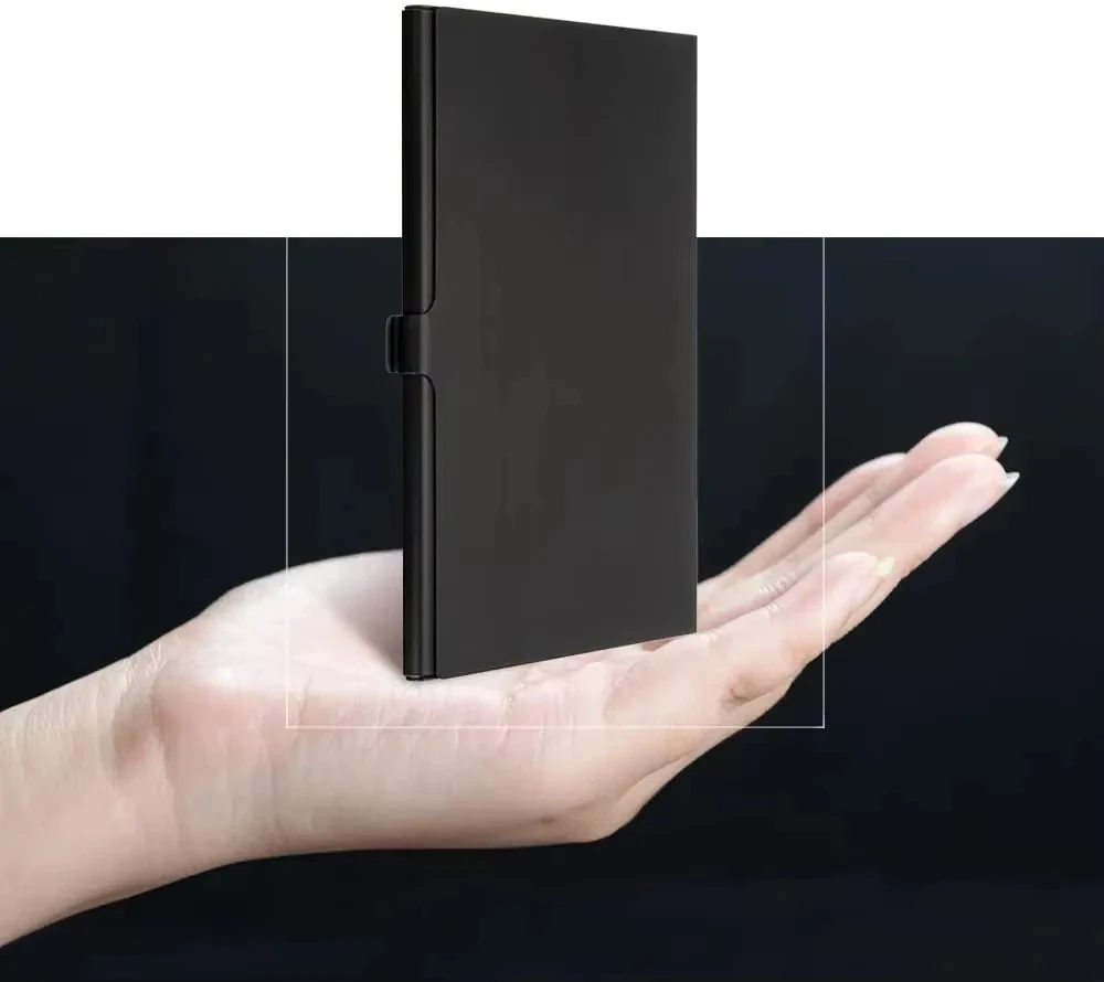 Estuche para tarjetas Micro SD con 12 ranuras, organizador de almacenamiento, tamaño de tarjeta de crédito ultradelgado, ligero, portátil, almacenamiento de tarjetas de memoria TF, color negro