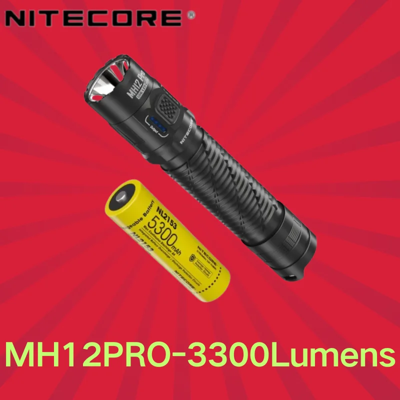 NITECORE MH12 Pro USB-C linterna compacta recargable 3300 lúmenes linterna táctica de emergencia luz de mano con NL2153HP