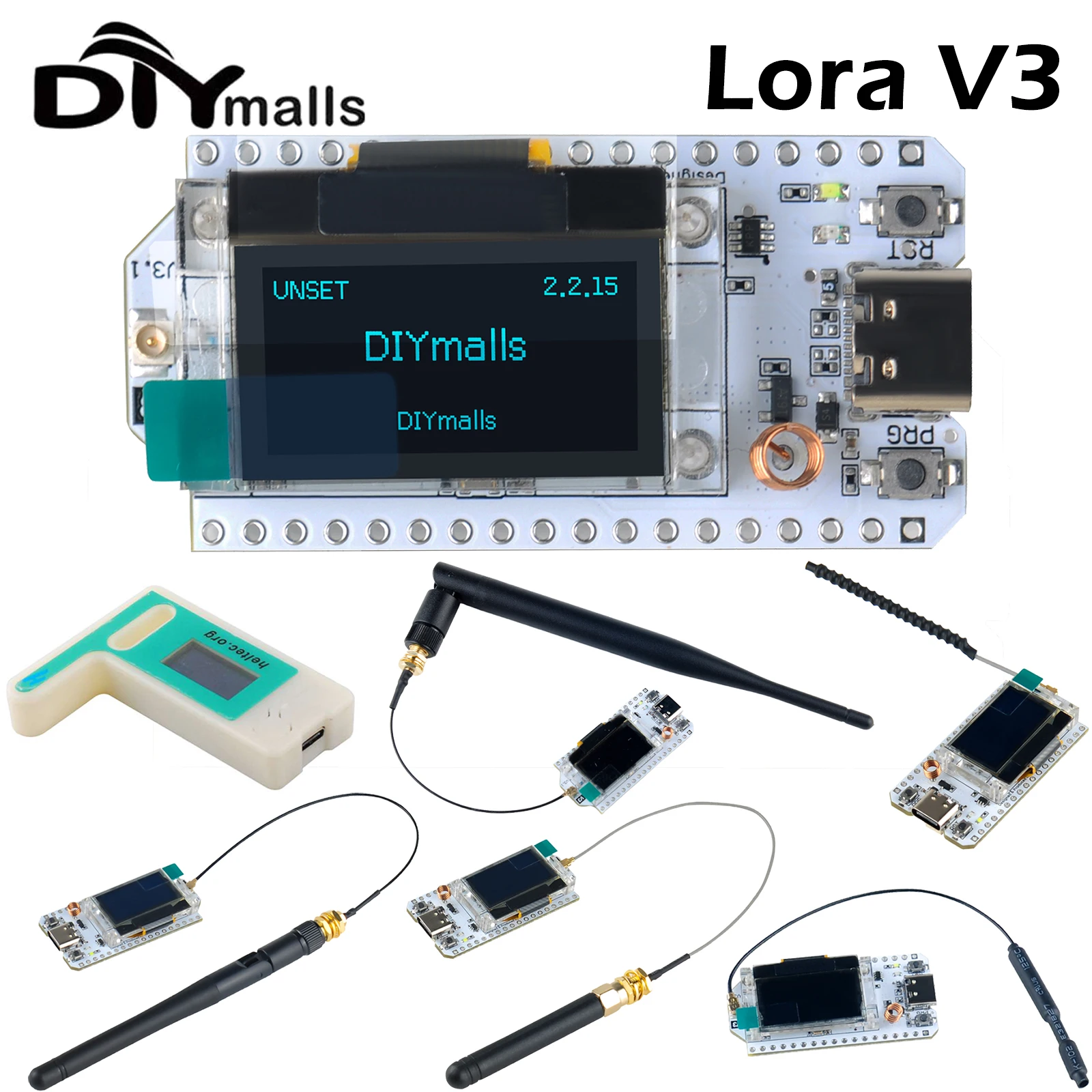 ESP32 LoRa 32 V3 868MHz 915MHz para Dispositivos Meshtastic HTIT-WB32LA_V3 LoRa32 SX1262 Pantalla OLED de 0.96 Pulgadas Placa de Desarrollo 2/5dbi