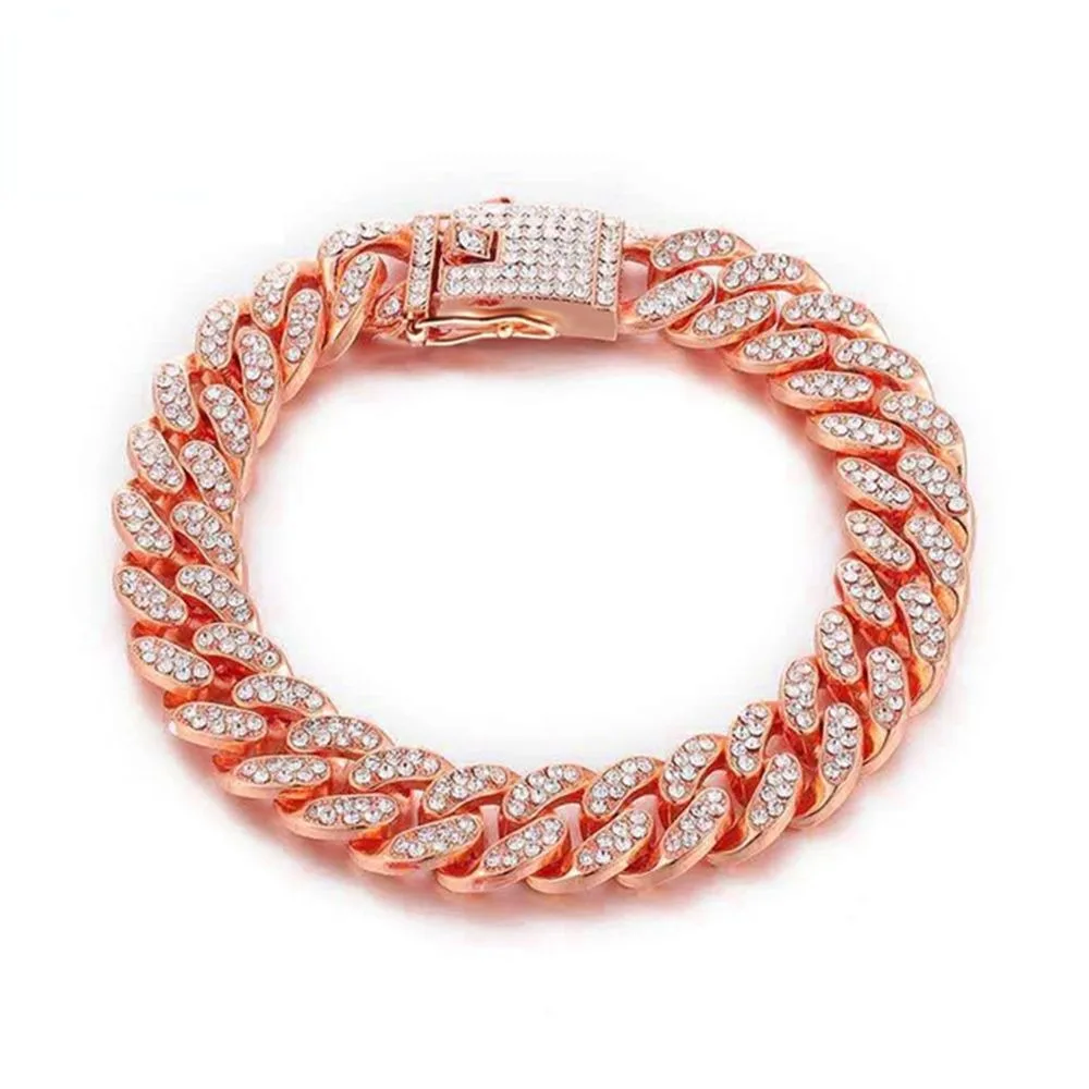 Collar de cadena para perro con diamantes de imitación, Collar de cadena de Metal de lujo de acero inoxidable, Collar de cadena para cachorro y gato, joyería para perro