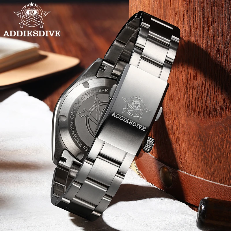 ADDIESDIVE Reloj de lujo suizo Ronda GMT, resistente al agua hasta 200M, zona horaria dual, BGW9 luminoso, movimiento de cuarzo de acero inoxidable de 38mm