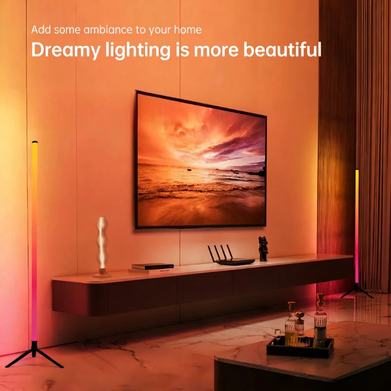 Lámpara de Pie LED RGB de 120 CM, Luz Ambiental con Sensor de Sonido, Lámpara de Pared para Esquina de Dormitorio, Lámpara de Ambiente para Sala de E-Sports