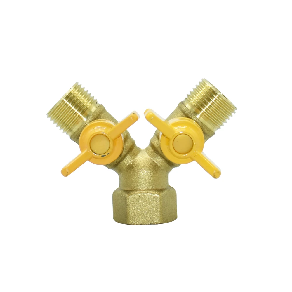 Latón 1/2 hembra a 1/2 rosca macho manguera divisor válvula conector Accesorios de reparación de cobre acoplador de tubería de agua roscado de Metal