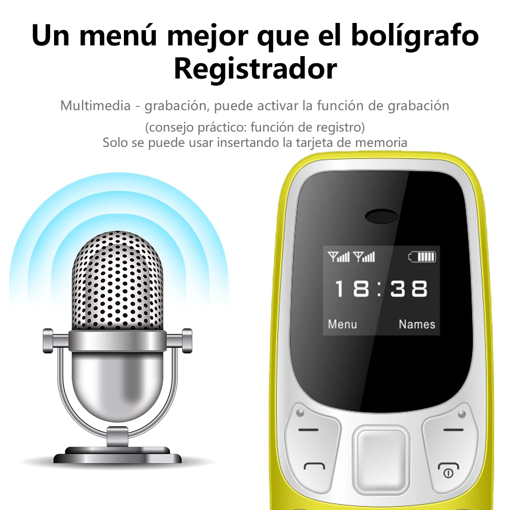 SERVO BM10 Mini función de teléfono Dual SIM Dual Standby marcación de voz reproductor Mp3 de baja radiación con gancho para la oreja teléfono celular de bolsillo