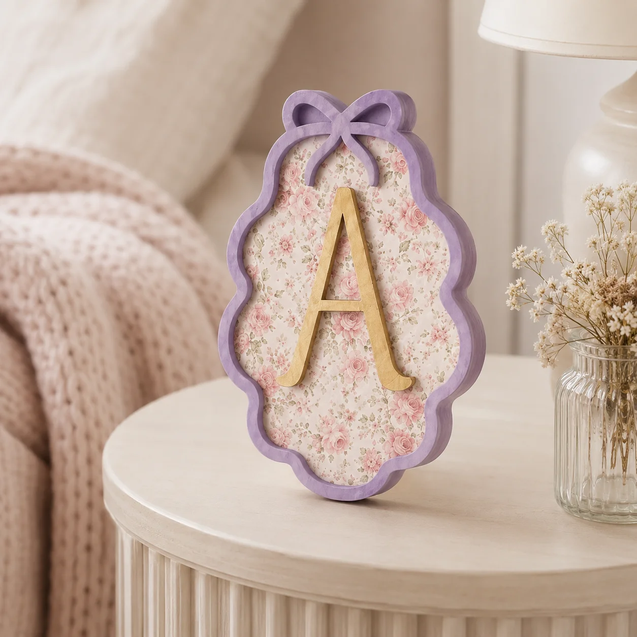1 placa de madera con letra personalizada y diseño floral, decoración para pared de casa, habitación u oficina, pintable, regalo de cumpleaños o boda