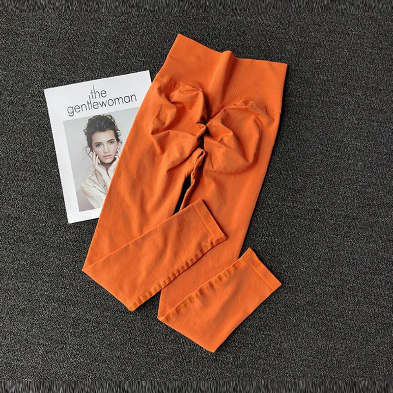 Pantalones deportivos sin costuras para Yoga, mallas deportivas de cintura alta, transparentes, para Yoga, gimnasio, correr, pantalones de secado rápido, pantalones con fruncido en la parte de atrás