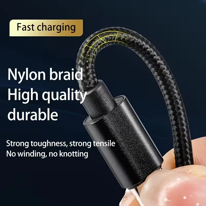 Cable USB Tipo C Trenzado para iPhone 15 16 17 Pro Max, Cable de Carga Rápida y Transferencia de Datos para Samsung Xiaomi Redmi POCO Huawei Honor OnePlus