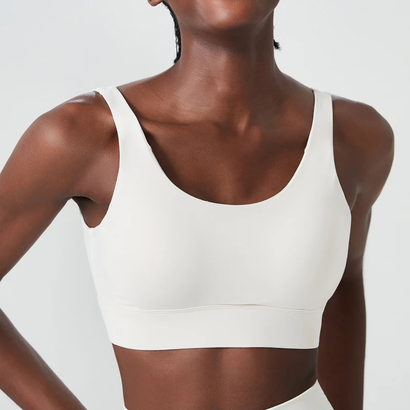Sujetador de Yoga de alto impacto para mujer, ropa interior deportiva suave, transpirable, con almohadillas fijas para el pecho, Color sólido