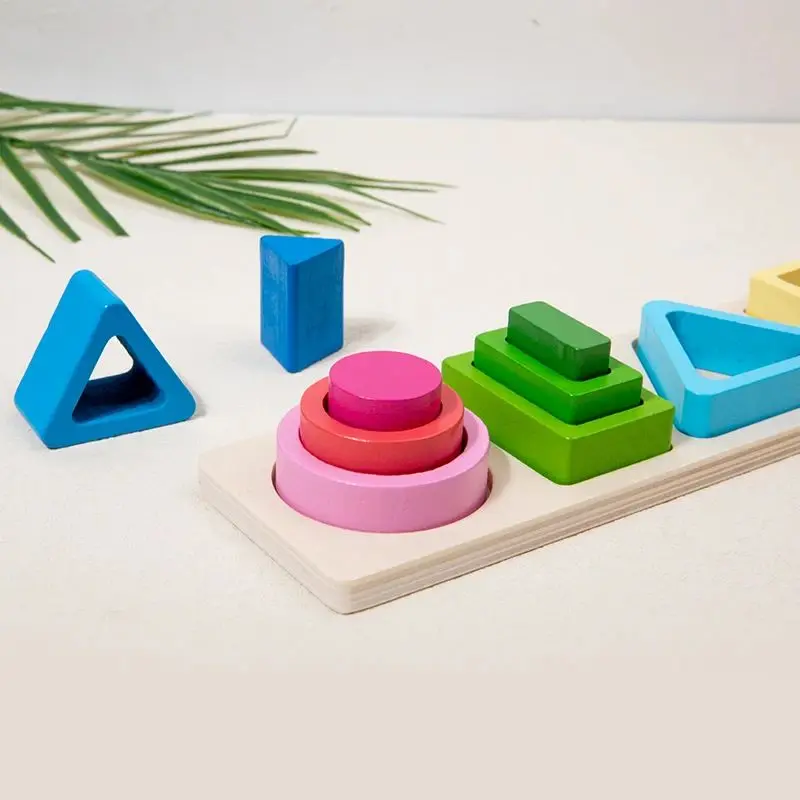 Juguetes apilables de clasificación de madera Montessori, rompecabezas de bloques de clasificación de colores y formas, juguetes apilables geométricos para niños pequeños, educación temprana