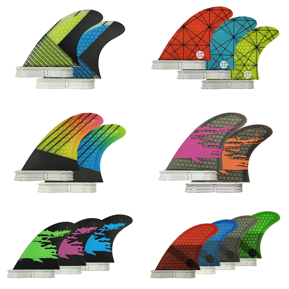 Aletas de tabla de Surf de tamaño M, tres aletas dobles, 2 aletas de Surf, estabilizador UPSURF FCS 2, núcleo de rendimiento de fibra de carbono