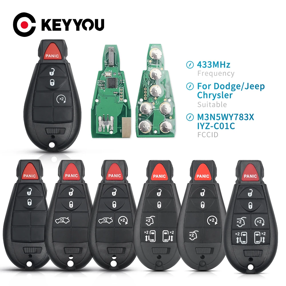 KEYYOU para Chrysler Town & Country Jeep Grand Cherokee para Dodge Caliber Journey M3N5WY783X IYZ-C01C llave remota de 433Mhz 2008-2010