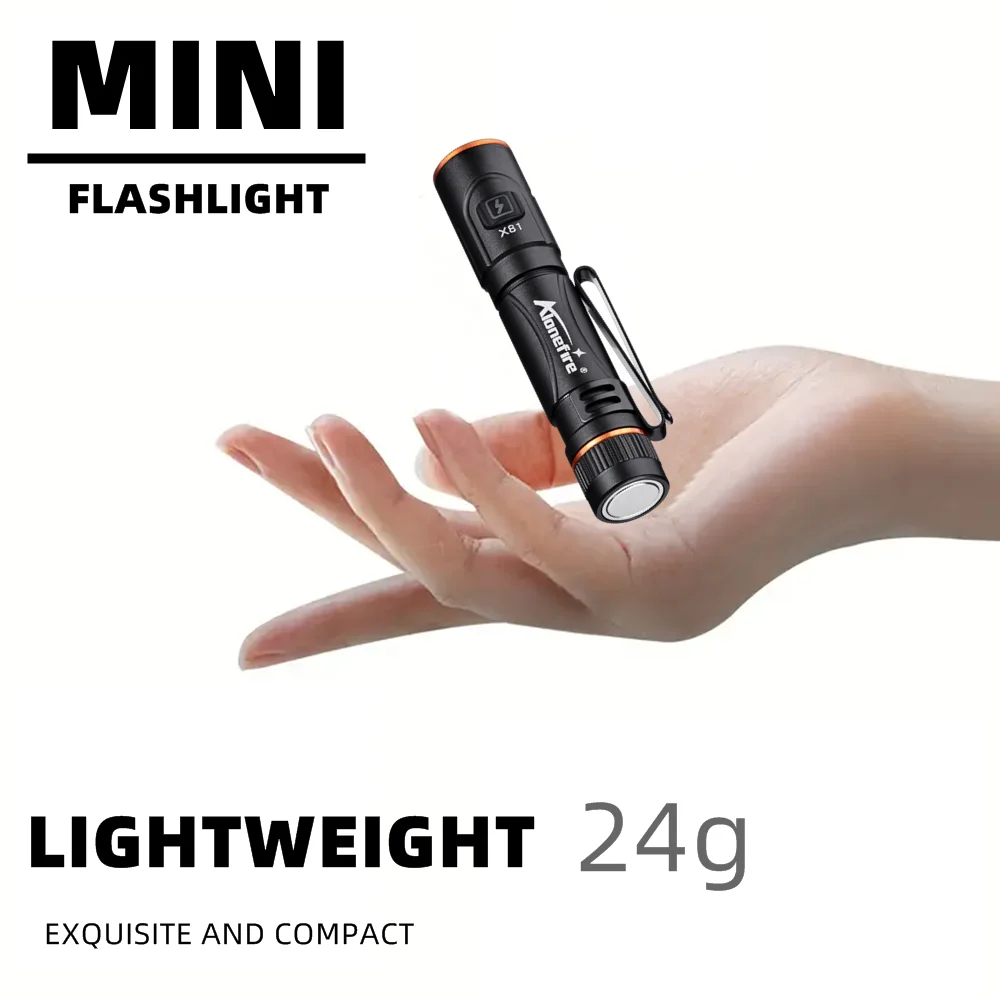 Mini linterna LED EDC de alta luminosidad, recargable por USB, con imán, pequeña linterna de bolsillo para exteriores, camping, senderismo, iluminación de emergencia