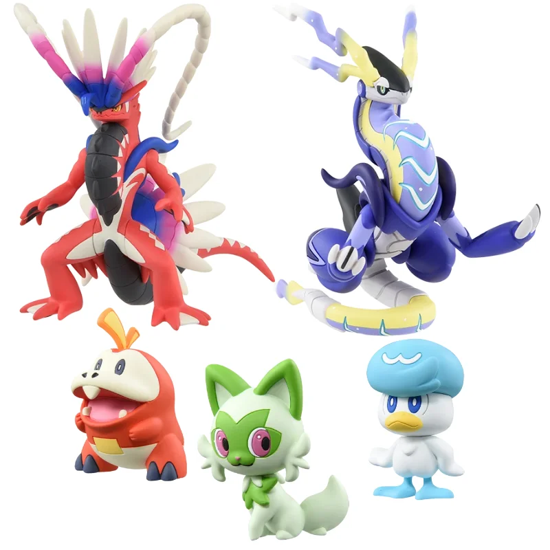 Las más nuevas figuras de Pokémon TOMY Skeledirge Meowscarada Quaquaval Charcadet Pokémon escarlata violeta Paldea región colección regalo