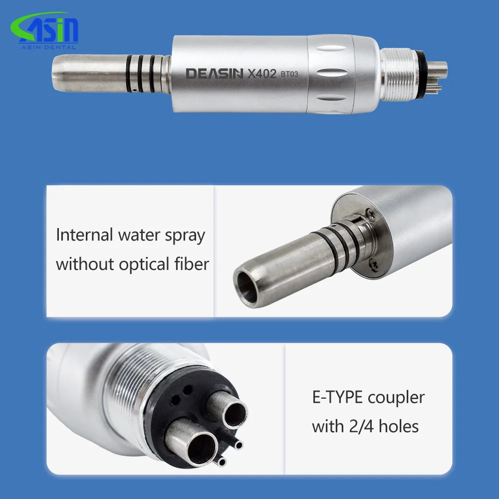 Contraángulo dental LED 1:1 con generador E, pieza de mano LED X402, pulverizador de agua único interno, compatible con motor universal tipo E