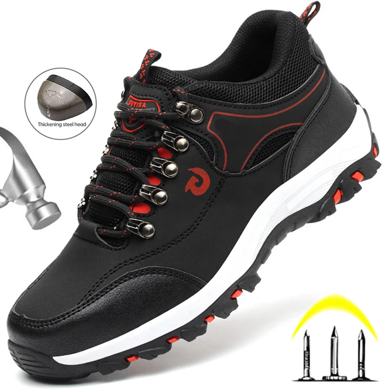 Zapatos con punta de acero para hombre, botas de seguridad para el trabajo, zapatillas de deporte, zapatos de seguridad para el trabajo a prueba de pinchazos, botas de seguridad para hombre, zapatos de trabajo