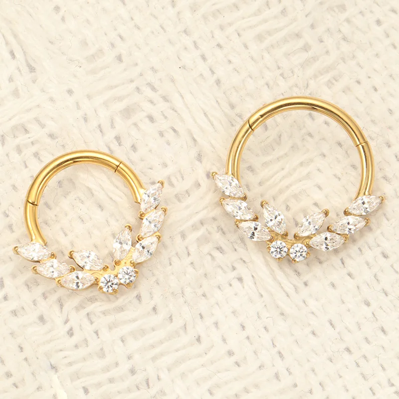 ASTM F136 titanio Laurel mariposa CZ segmento con bisagras nariz anillo Piercing 16G Seg Clicker tabique cartílago Tragus hélice pendiente