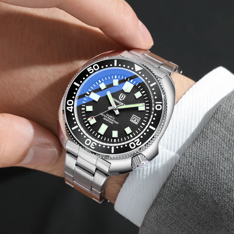 QINGXIYA nuevo diseño de moda reloj de cuarzo con fecha para hombres de acero inoxidable resistente al agua relojes luminosos para hombres reloj Masculino