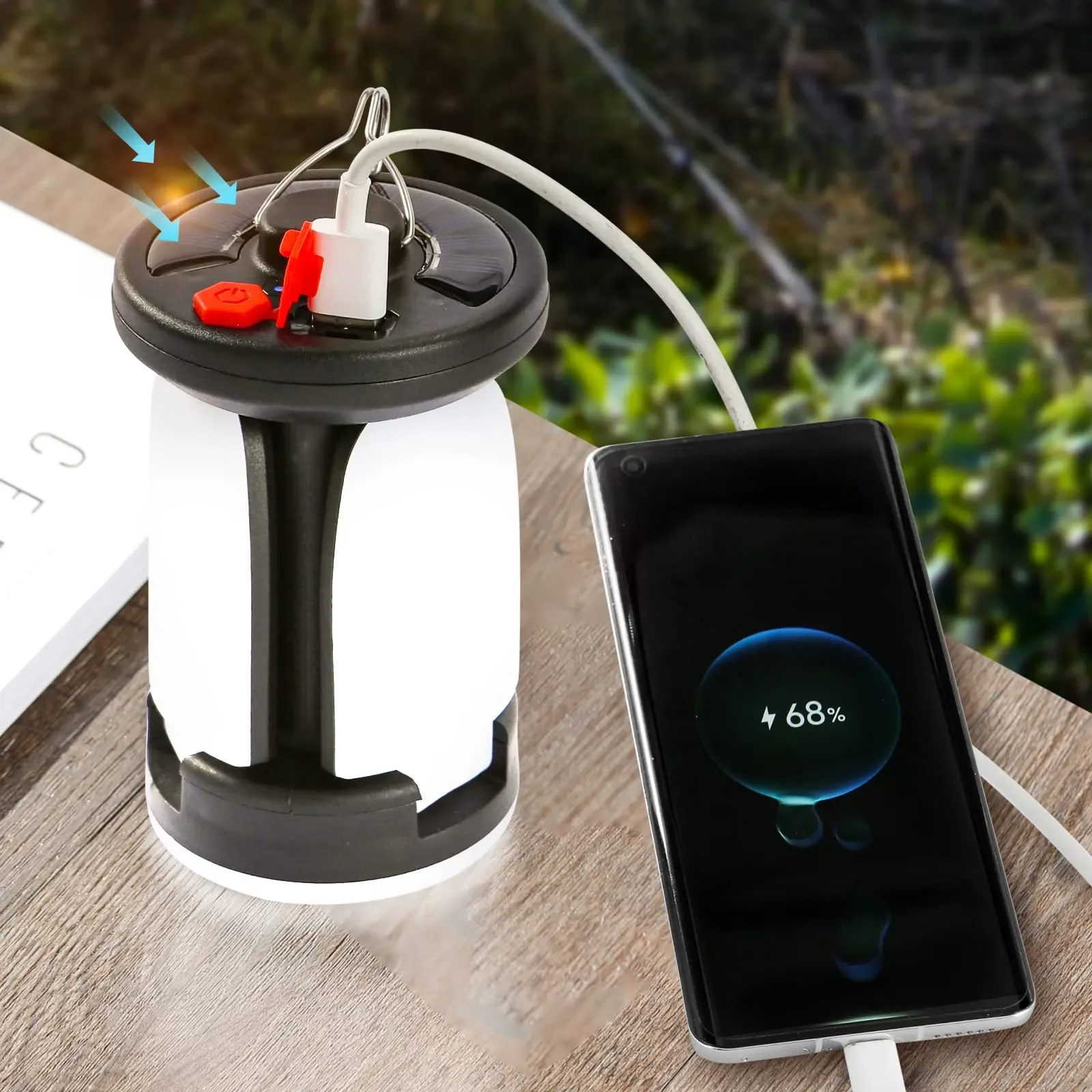 Lámpara Solar de hoja LED para exteriores, iluminación colgante de emergencia, recargable por USB, para tienda de campaña, pesca y viaje, 1-5 piezas