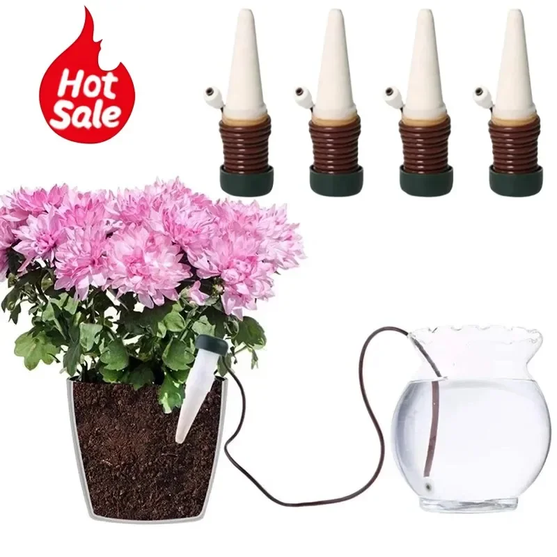Dispositivo de riego automático con maceta de flores, herramienta de jardinería por goteo, 1/2/3/4 piezas