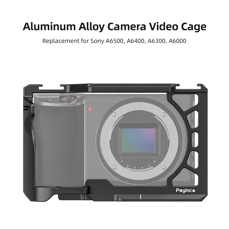 Jaula para cámara de vídeo con montaje en Zapata fría, aleación de aluminio de 1/4In y 3/8In para Sony A6500/A6400/A6300/A6100/A6000