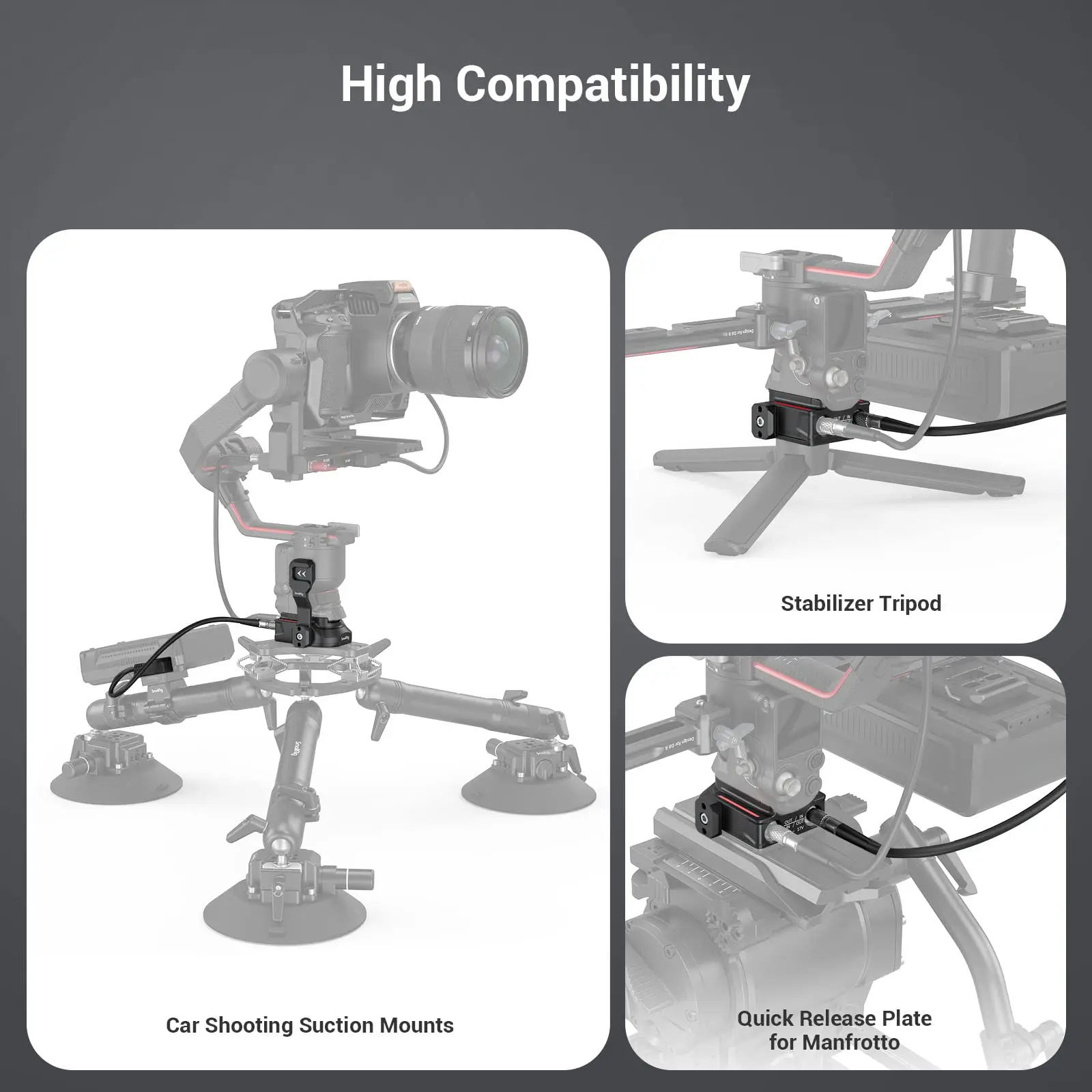 Placa base de alimentación SmallRig para DJI RS 2 / RS 3 Pro/ RS 4 Pro/RS 5, solución de alimentación externa para DJI RS 2 / RS 3 Pro 3252
