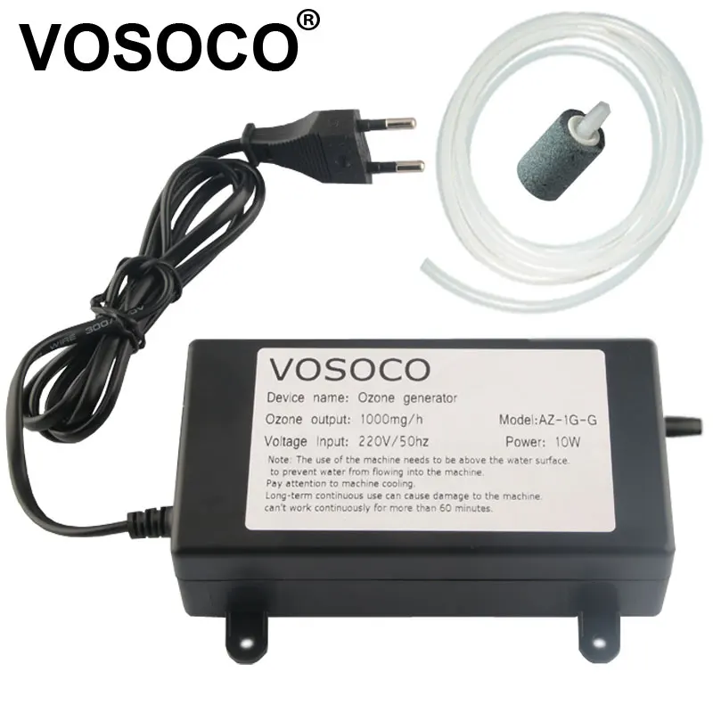 VOSOCO-generador de ozono de 1000mg, ozonizador, purificador de aire y agua, limpiador de frutas, verduras, carne, limpieza, cocina, inodoro, desodorizar, 220V, 110V