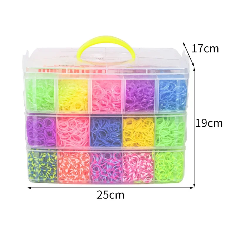 Juego de 15000 bandas de goma luminosas de arcoíris para rompecabezas para niños, banda de goma tejida a mano, telar de pulsera luminosa