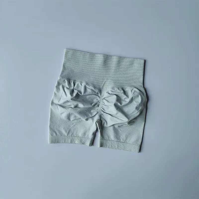 Pantalones cortos deportivos de realce de cadera color melocotón para mujer, cintura alta y ajuste de cintura, adelgazamiento, correr, secado rápido de cadera, pantalones ajustados de tres puntos