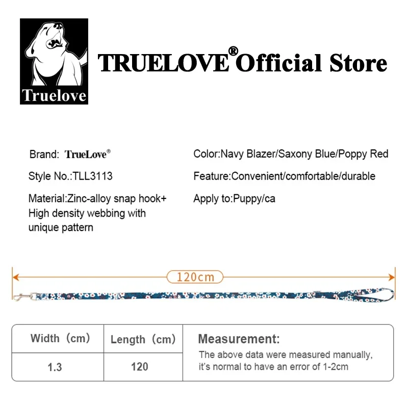 Correa Floral para mascotas Truelove, calidad superior, diseños duraderos y elegantes a la moda para pequeños, medianos, opción de envío directo TLL3113
