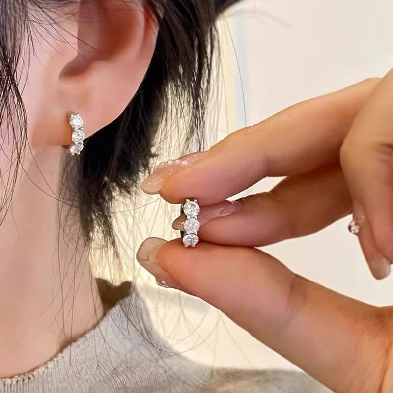 Pendientes clásicos IOGOU de plata 925, pendientes de aro de diamante moissanita de 4mm, 3,5mm, 2,5mm y 3mm para mujer, joya para fiesta de compromiso y boda