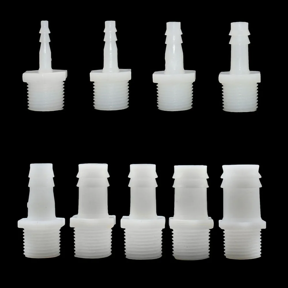 Rosca de 1/2 pulgada a púas 4/6/8/10/12/14/16/18/20mm accesorios de conector de manguera de plástico sistema de riego por goteo acoplador de tubería