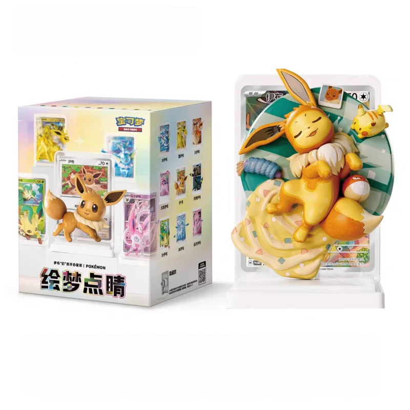 100% Original PKM Juego de Cartas Coleccionables, Colección de Figuras Ilustradas Vol.3, Set de Figuras de Eevee, Juguetes Sorpresa Coleccionables