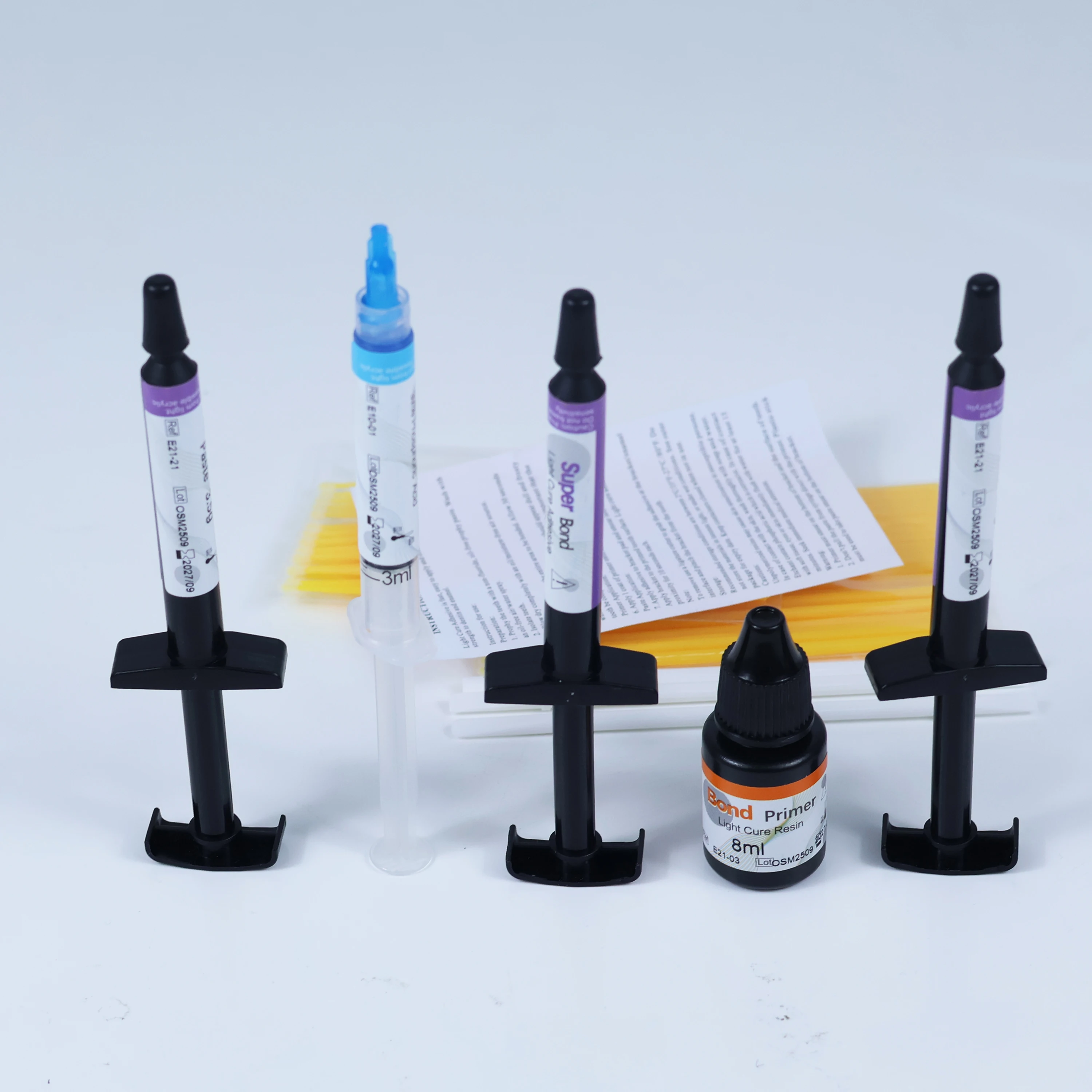 Kit de pegamento de curado ligero adhesivo de ortodoncia Dental, pegamento azul, pasta de pegamento verde, imprimación de grabado, unión Invisible para soportes