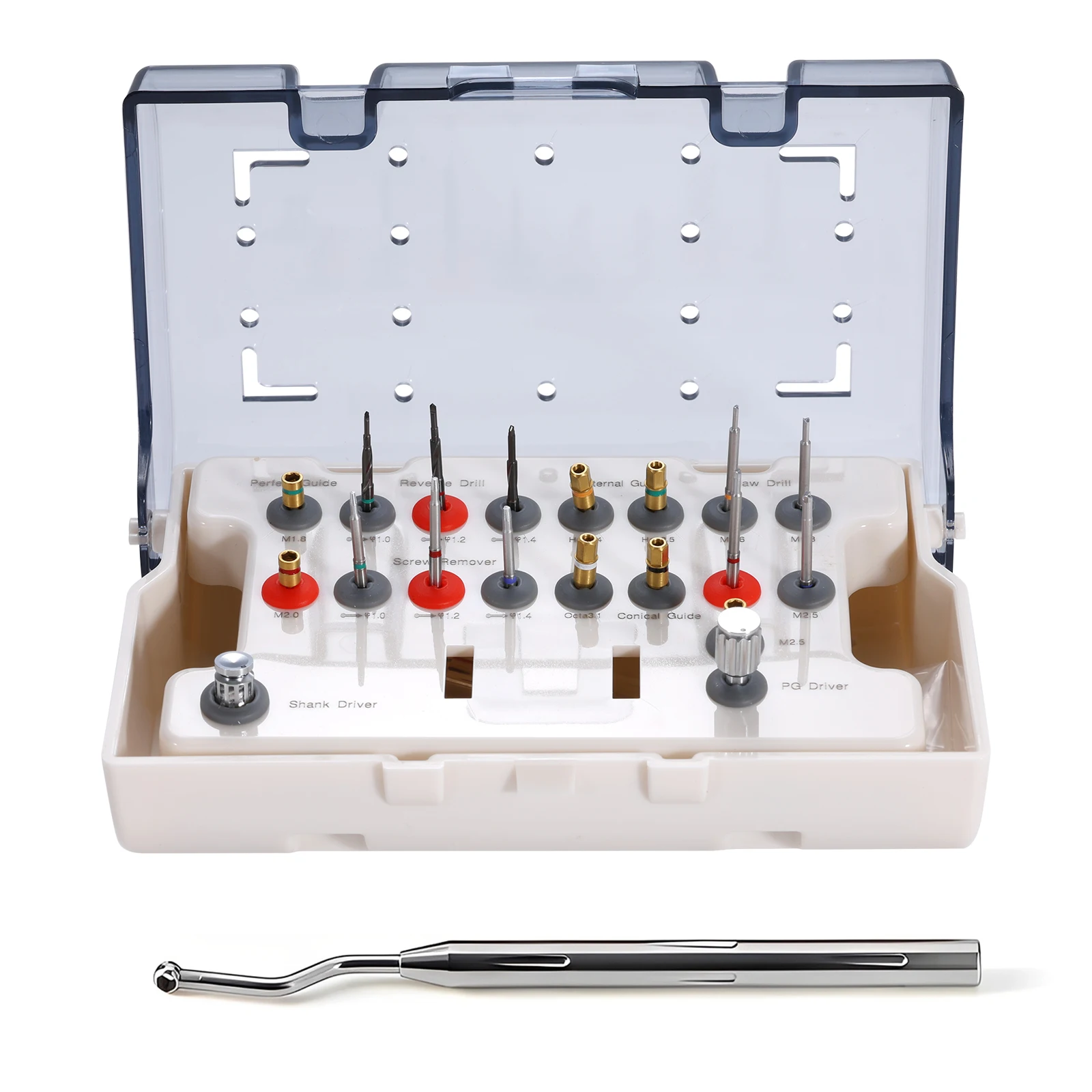Kit de eliminación de implante Dental Universal, tornillos de acero inoxidable, caja dorada/plástica, extracto de tornillos rotos