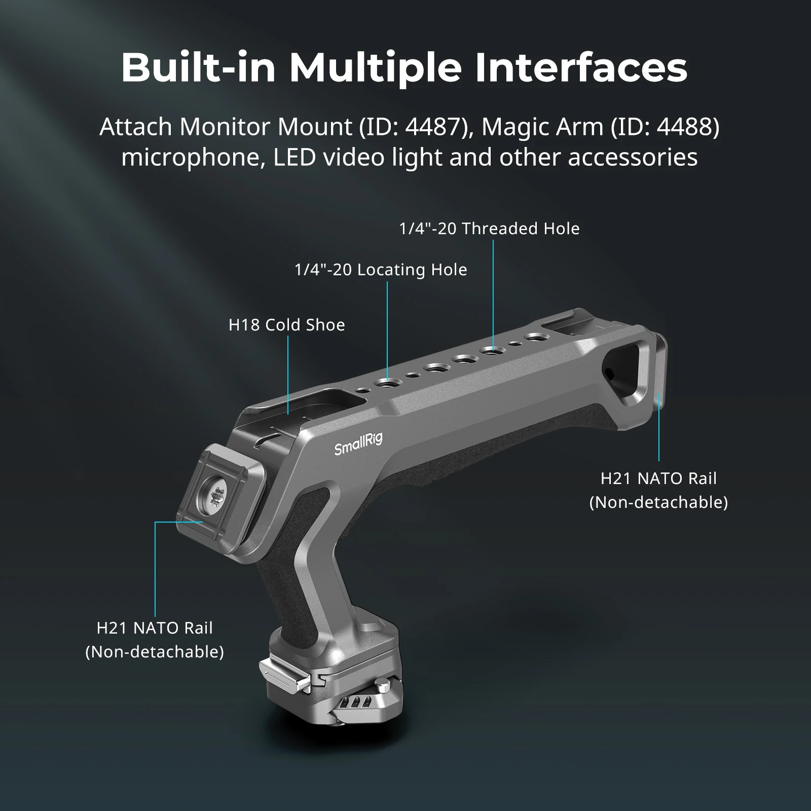 SmallRig HawkLock H21 Kit de mango superior de liberación rápida para jaulas, placas y otros accesorios con deslizadores-4483