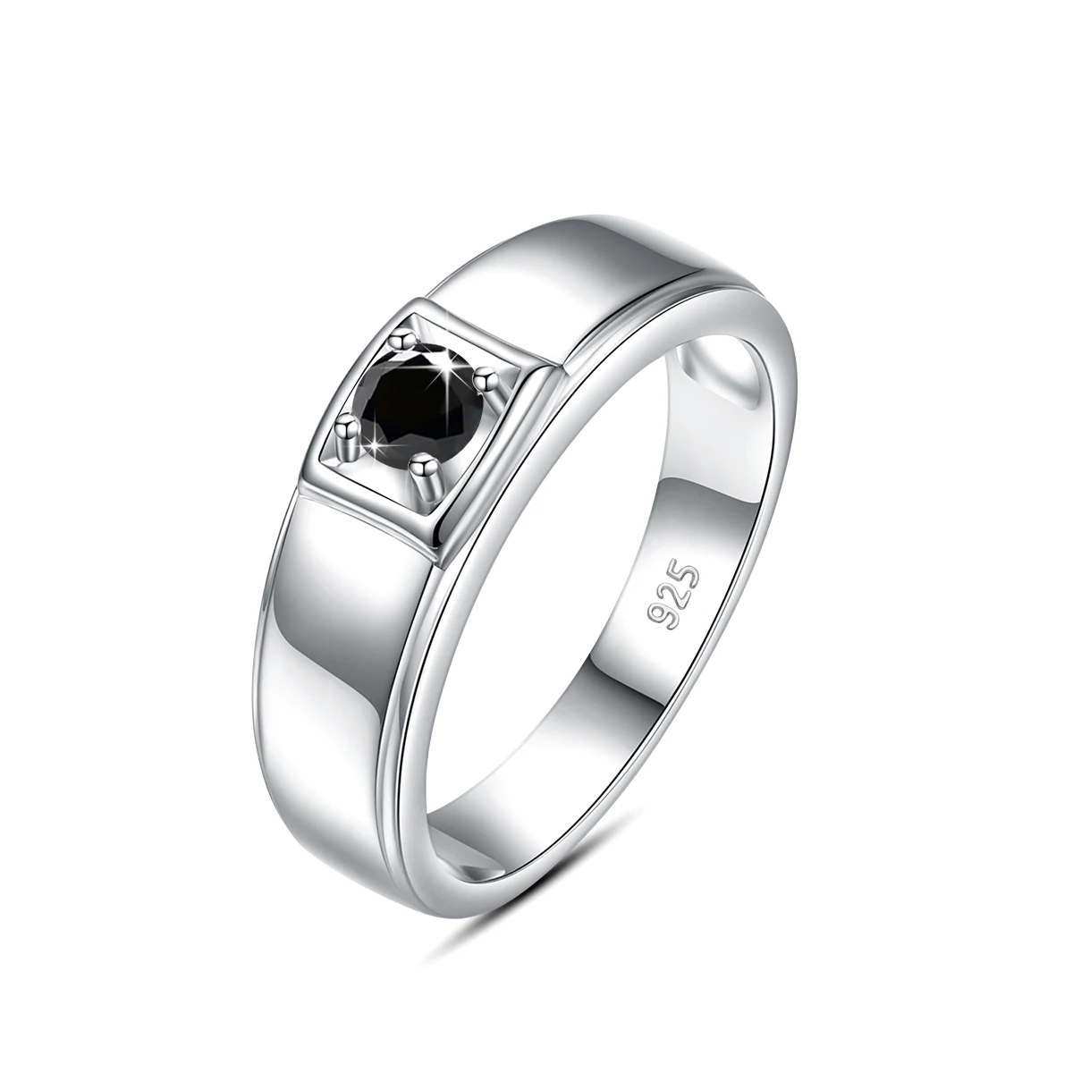 Anillo de moissanita negro de corte redondo certificado de alta calidad para hombres con certificado de plata maciza 925 joyería de boda tendencia de prueba