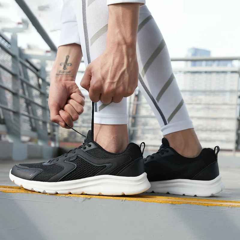 Xtep-zapatillas deportivas de malla para hombre, zapatos transpirables para correr, maratón de invierno, color blanco y negro, 879119110110
