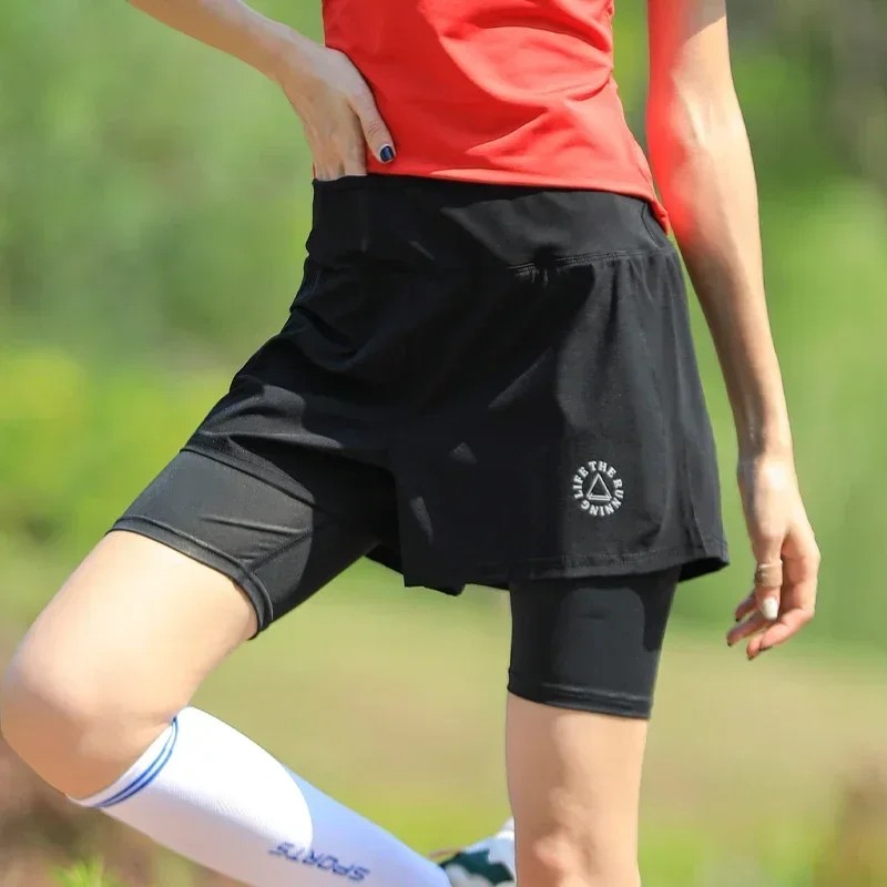 Pantalones cortos de cintura alta para mujer, ropa deportiva 2 en 1 para entrenamiento, Yoga y gimnasio